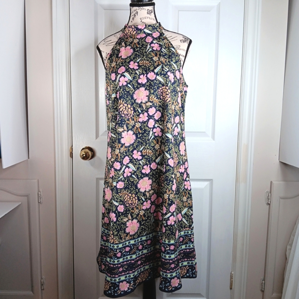 NWOT SHEIN Halter Dress Midi Floral Women's Size L Relaxed Fit Summer